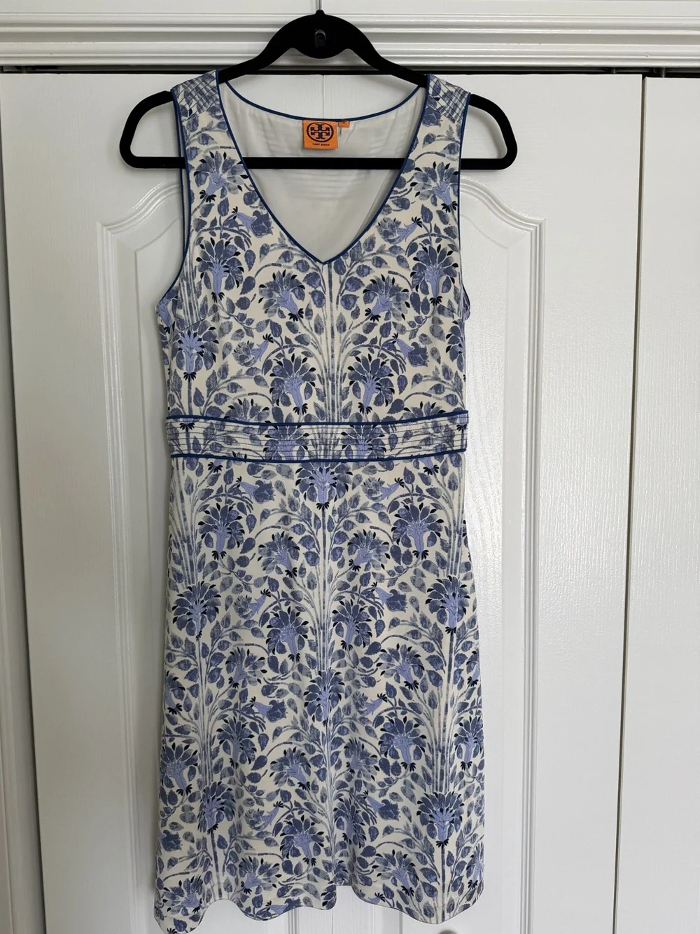 Tory Burch Blue and White Floral Sleeveless Mini Dress